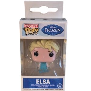 Funko × Disney's Frozen ELSA Vinyl Pocket POP Keychain,Blue and Blonde.